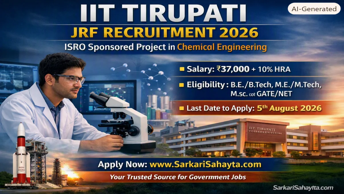 IIT Tirupati JRF Recruitment 2026 – Apply Online for ISRO Sponsored Project in Chemical Engineering