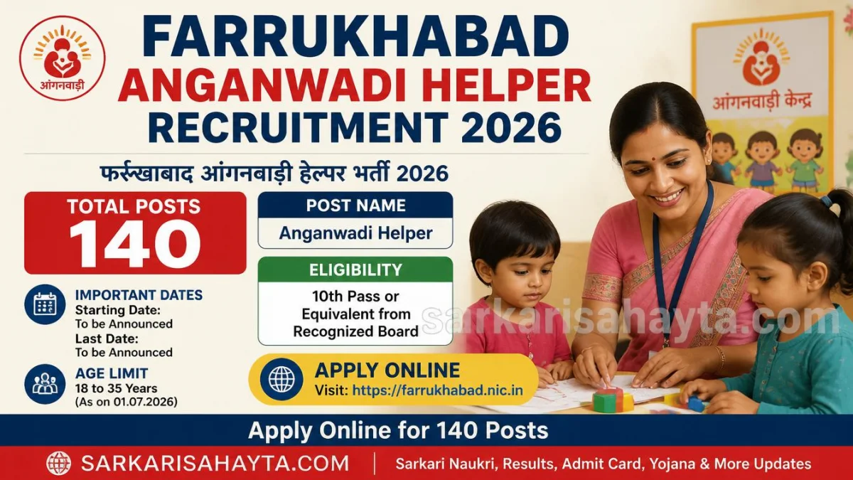 Farrukhabad Anganwadi Helper Recruitment 2026 – Apply Online for 140 Posts