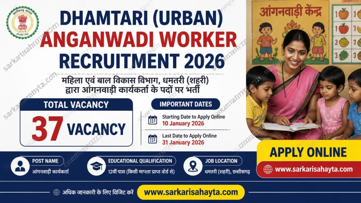 Dhamtari (Urban) Anganwadi Worker Recruitment 2026 – Apply Online