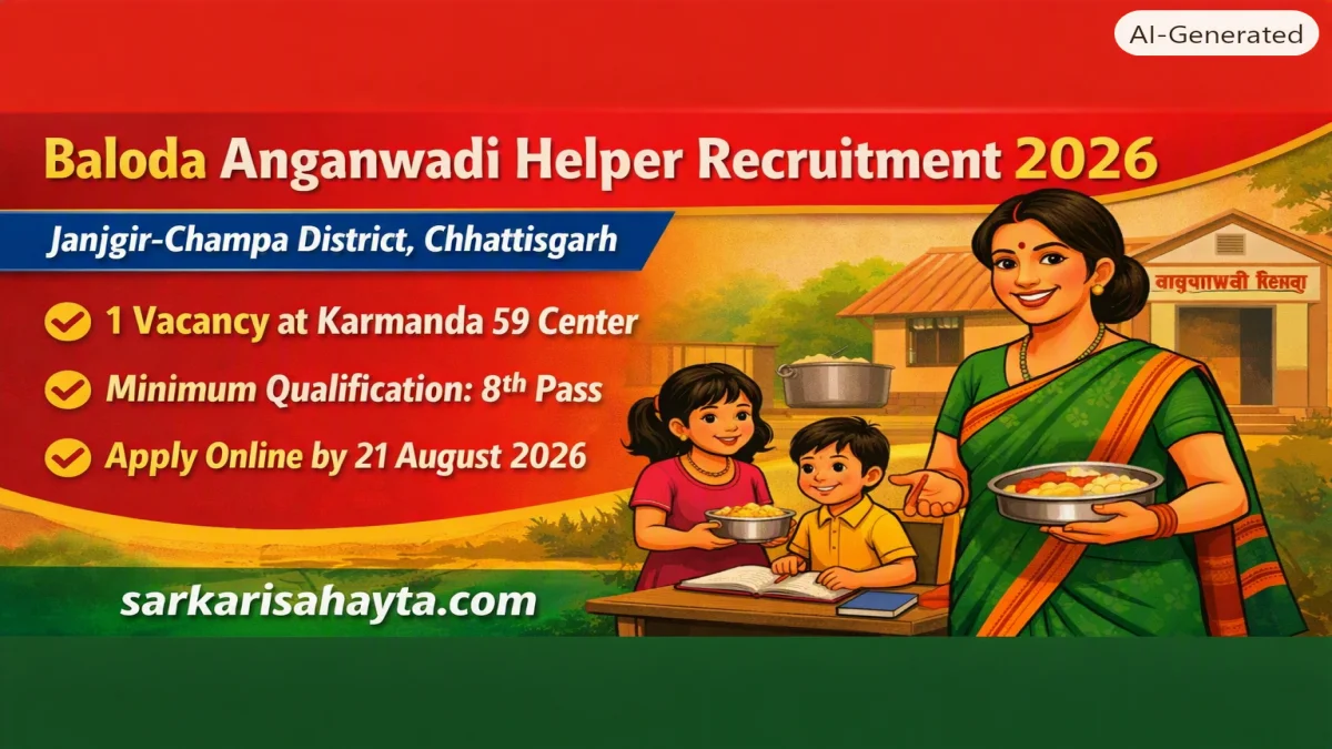 Anganwadi Helper Recruitment 2026 – Baloda, Janjgir-Champa (Chhattisgarh)