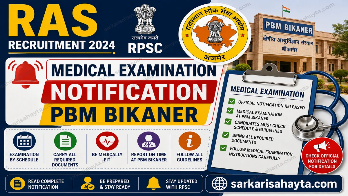 RAS Recruitment 2024 Medical Examination Notification – PBM Bikaner