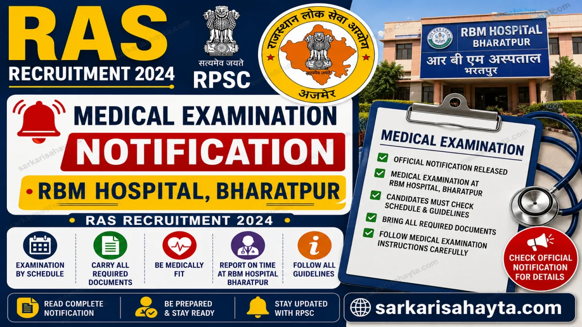 RAS Recruitment 2024 Medical Examination Notification – RBM Hospital, Bharatpur