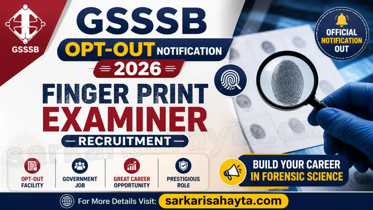 GSSSB OPT‑OUT Notification 2026 – Finger Print Examiner Recruitment