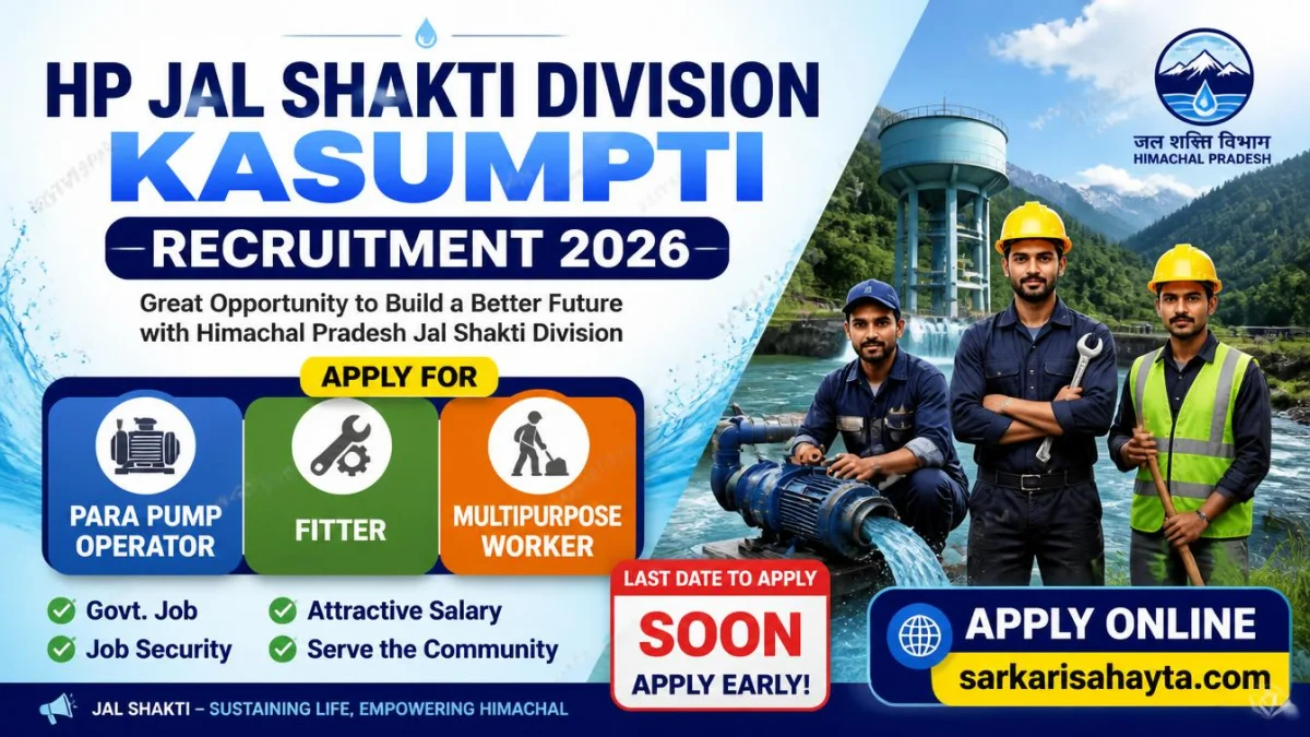 HP Jal Shakti Division Kasumpti Recruitment 2026 – Apply for Para Pump Operator, Fitter & Multipurpose Worker