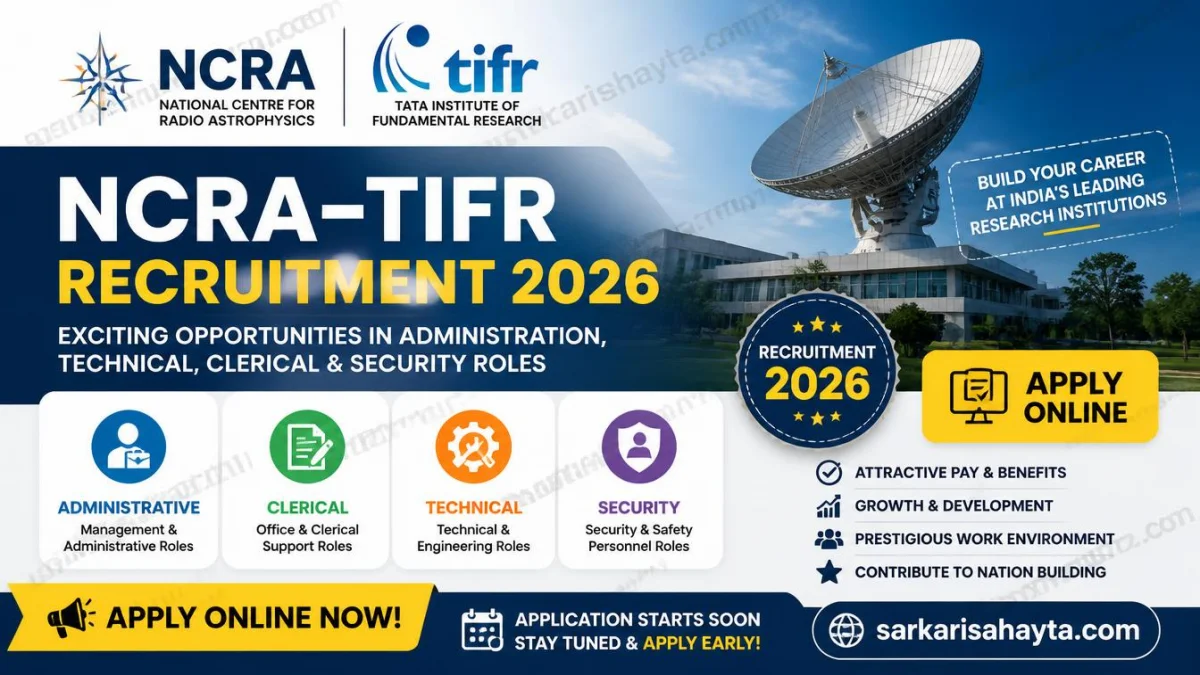 NCRA–TIFR Recruitment 2026 – Apply Online for Administrative, Clerical, Technical & Security Posts
