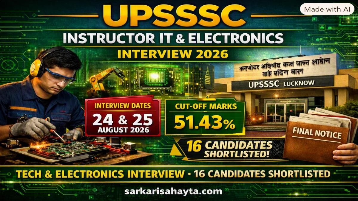 UPSSSC IT & Electronics Instructor Recruitment 2026 – 16 Candidates Shortlisted for Interview