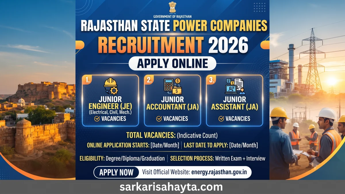 Rajasthan State Power Companies Recruitment 2026 – Apply Online for Junior Engineer, Junior Accountant & Junior Assistant Vacancies
