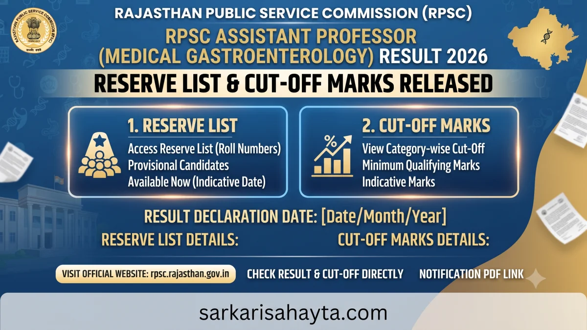RPSC Assistant Professor (Medical Gastroenterology) Result 2026 – Reserve List & Cut‑Off Marks