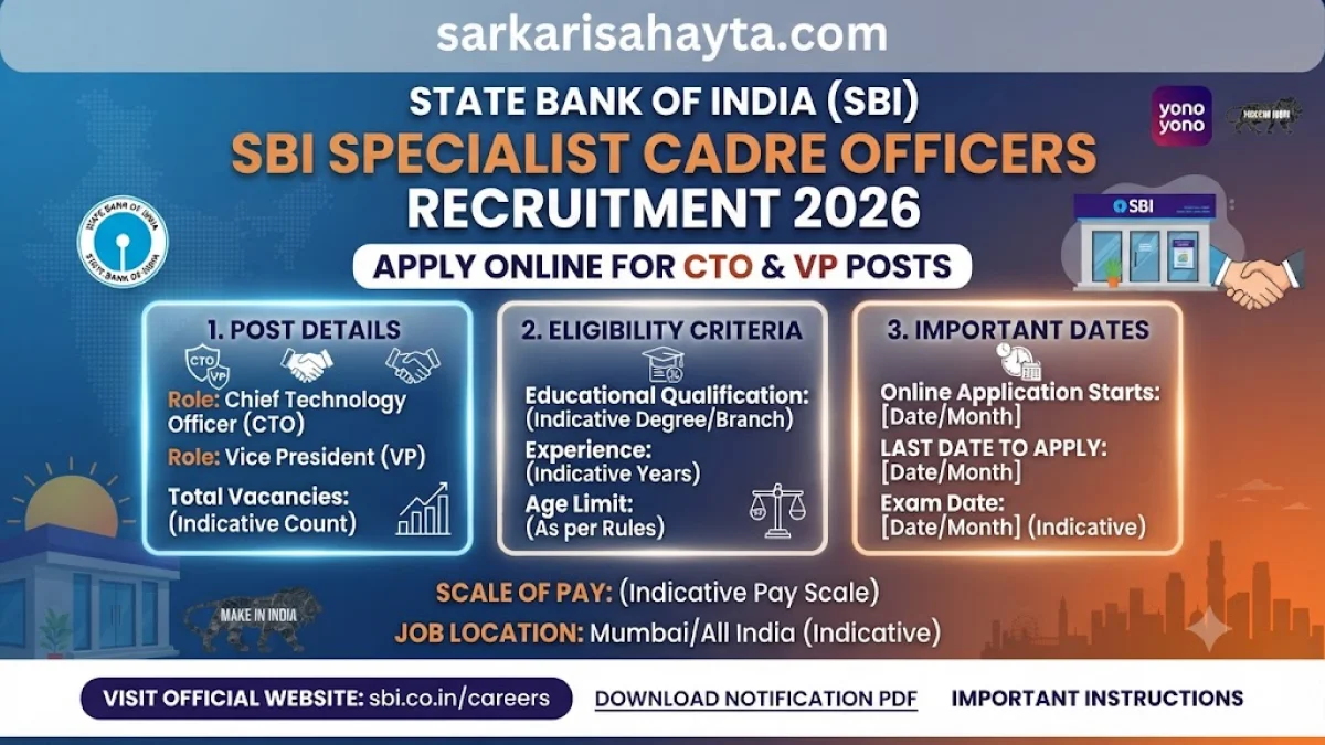 SBI Specialist Cadre Officers Recruitment 2026 – Apply Online for CTO & VP Posts