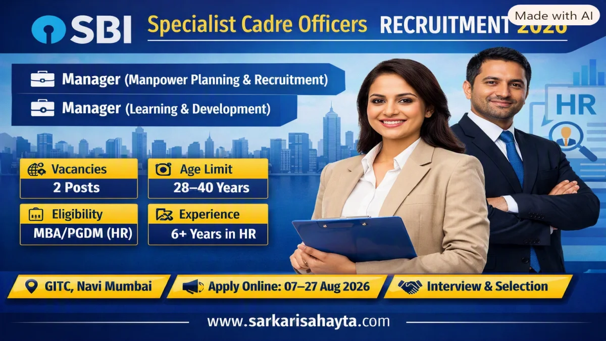 SBI Specialist Cadre Officers Recruitment 2026 – Apply Online for Manager HR Posts
