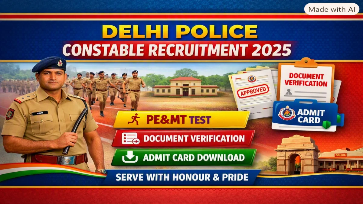 Delhi Police Constable (Executive) Recruitment 2025 – PE&MT, Document Verification & Admit Card Details