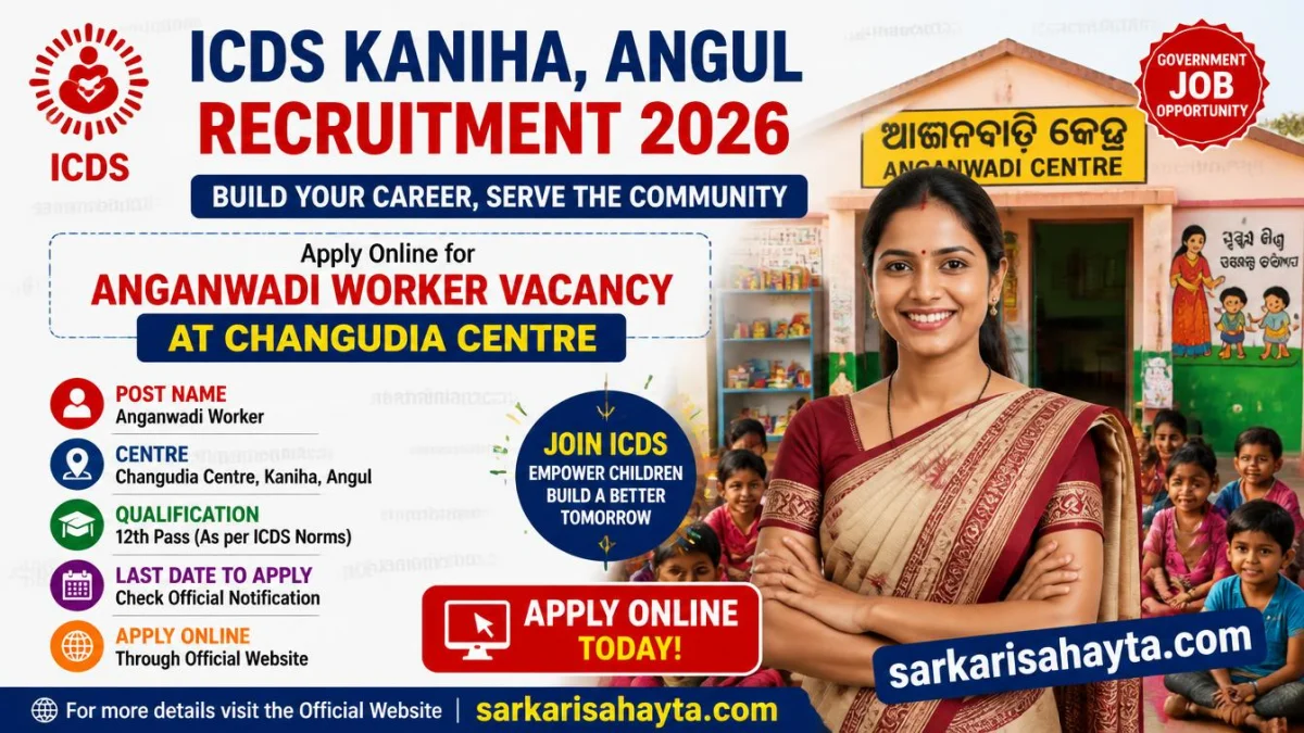 ICDS Kaniha Angul Recruitment 2026 – Apply Online for Anganwadi Worker Vacancy at Changudia Centre