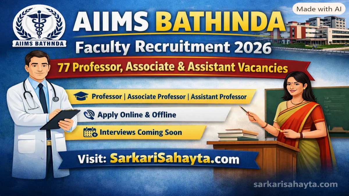 AIIMS Bathinda Faculty Recruitment 2026 – 77 Professor, Associate & Assistant Professor Vacancies