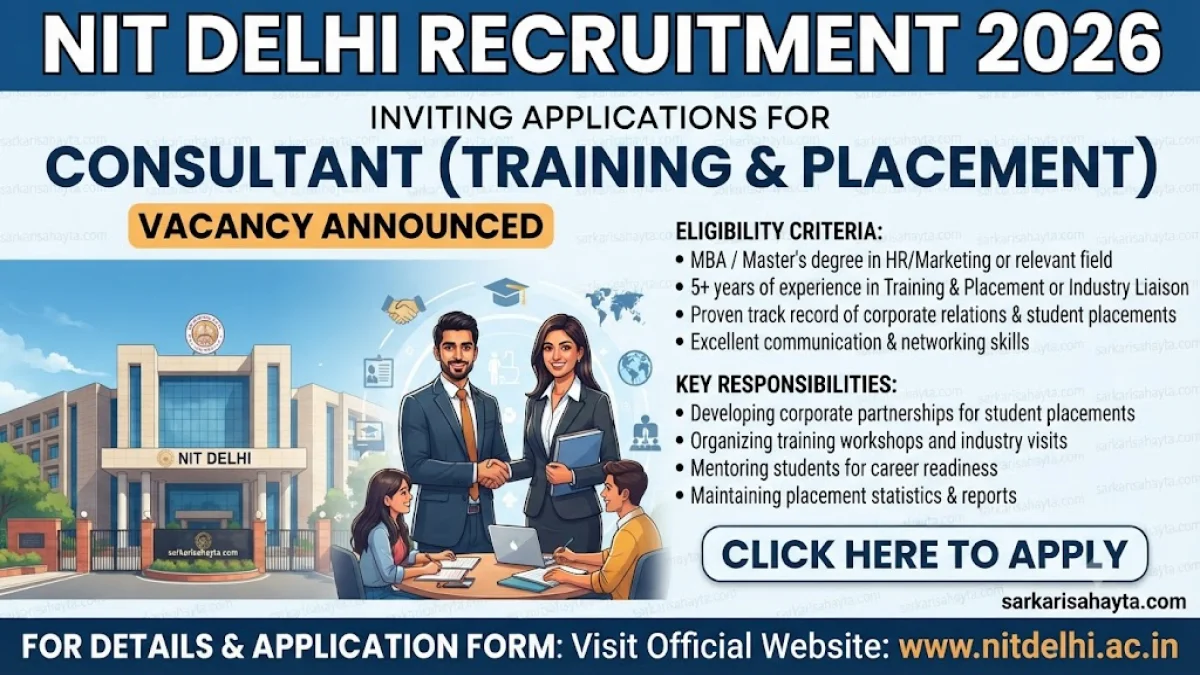 NIT Delhi Recruitment 2026 – Consultant (Training & Placement) Vacancy Announced