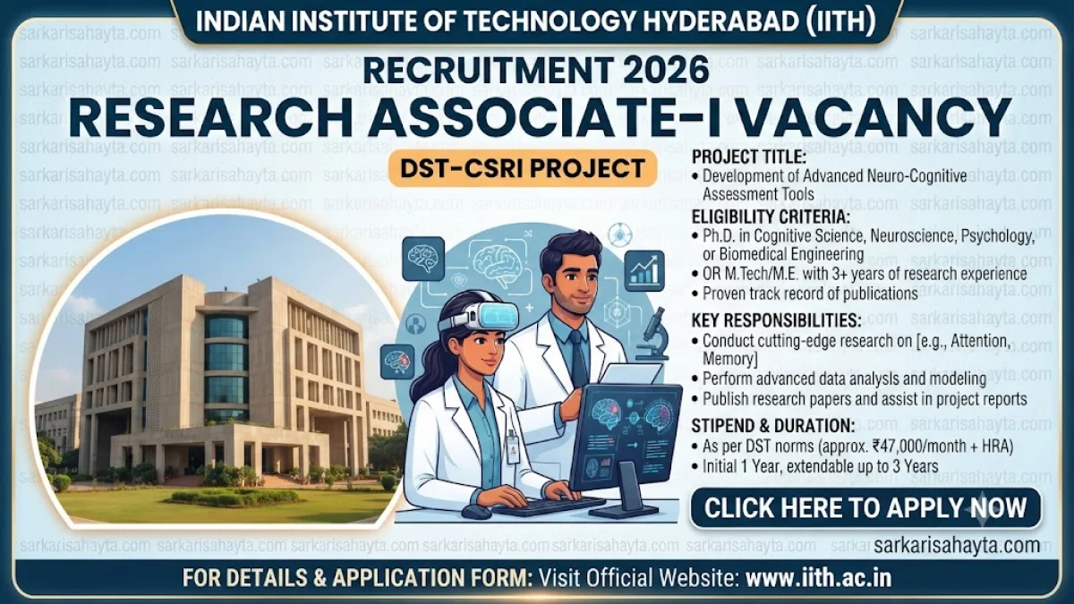 IIT Hyderabad Recruitment 2026 – Research Associate-I Vacancy in DST-CSRI Project