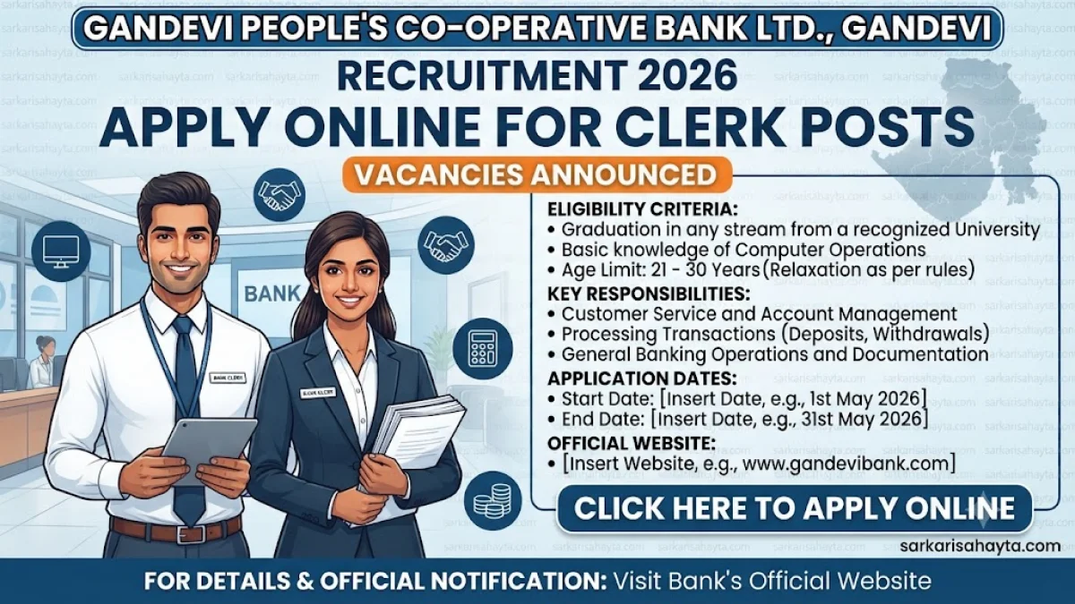 Gandevi People’s Co‑operative Bank Recruitment 2026 – Apply Online for Clerk Posts