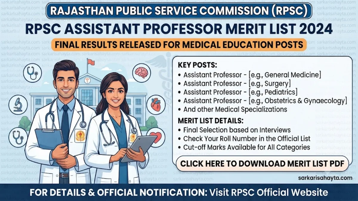 RPSC Assistant Professor Merit List 2024 – Final Results Released for Medical Education Posts