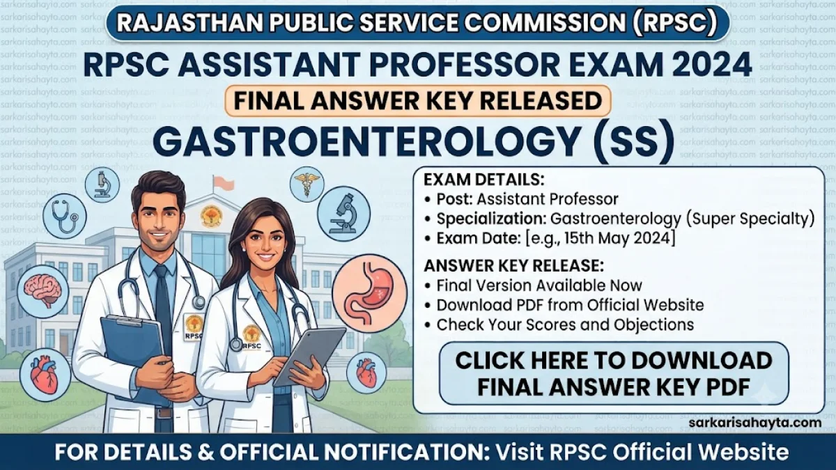 RPSC Assistant Professor Exam 2024 – Final Answer Key Released for Gastroenterology (SS)