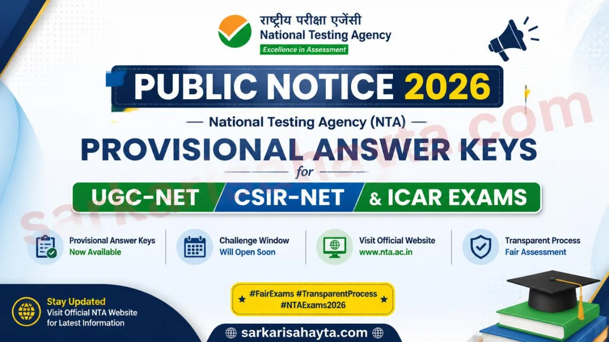NTA Public Notice 2026 – Provisional Answer Keys for UGC‑NET, CSIR‑NET & ICAR Exams