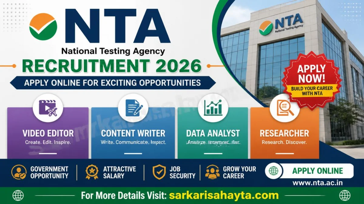 NTA Recruitment 2026 – Apply for Video Editor, Content Writer, Data Analyst & Researcher