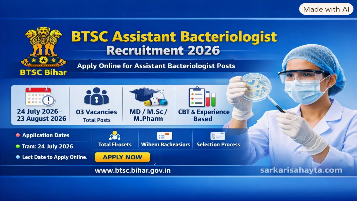 BTSC Bihar Recruitment 2026: Apply Online for Assistant Bacteriologist Posts – Eligibility, Vacancies & Selection Process