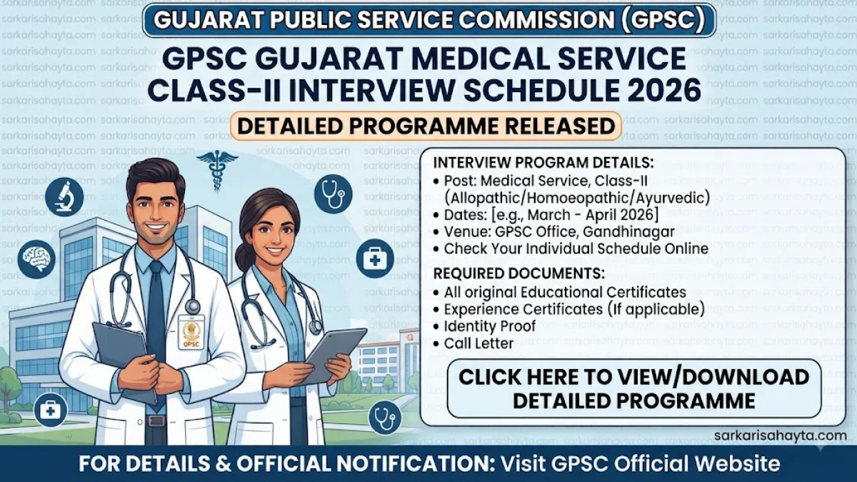 GPSC Gujarat Medical Service Class‑II Interview Schedule 2026 – Detailed Programme Released