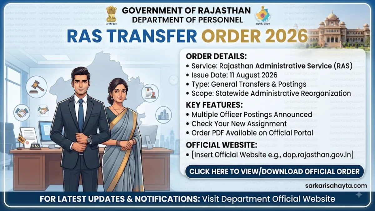 RAS Transfer Order 2026 – Rajasthan Government Issued on 11 August