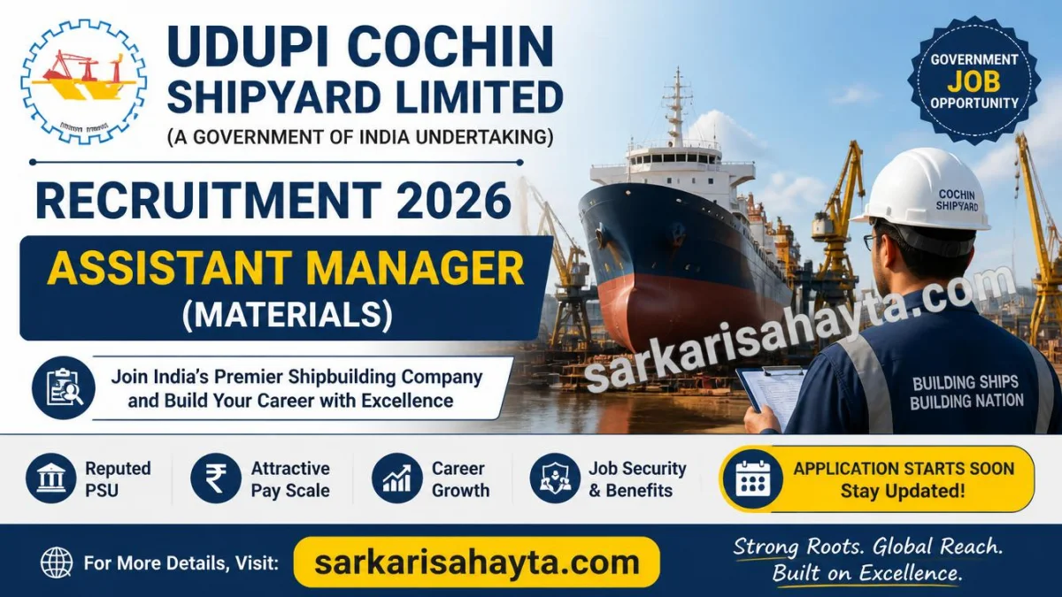 ⚓ Udupi Cochin Shipyard Limited Recruitment 2026 – Assistant Manager (Materials)