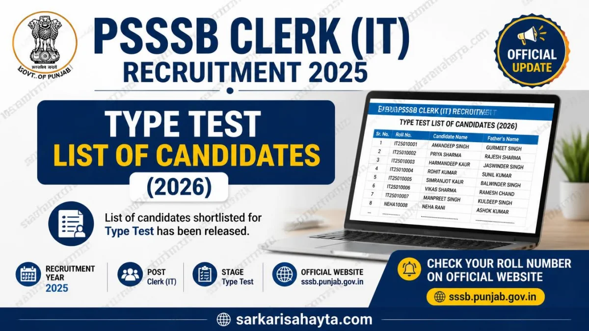 💻 PSSSB Clerk (IT) Recruitment 2025 – Type Test List of Candidates (2026)