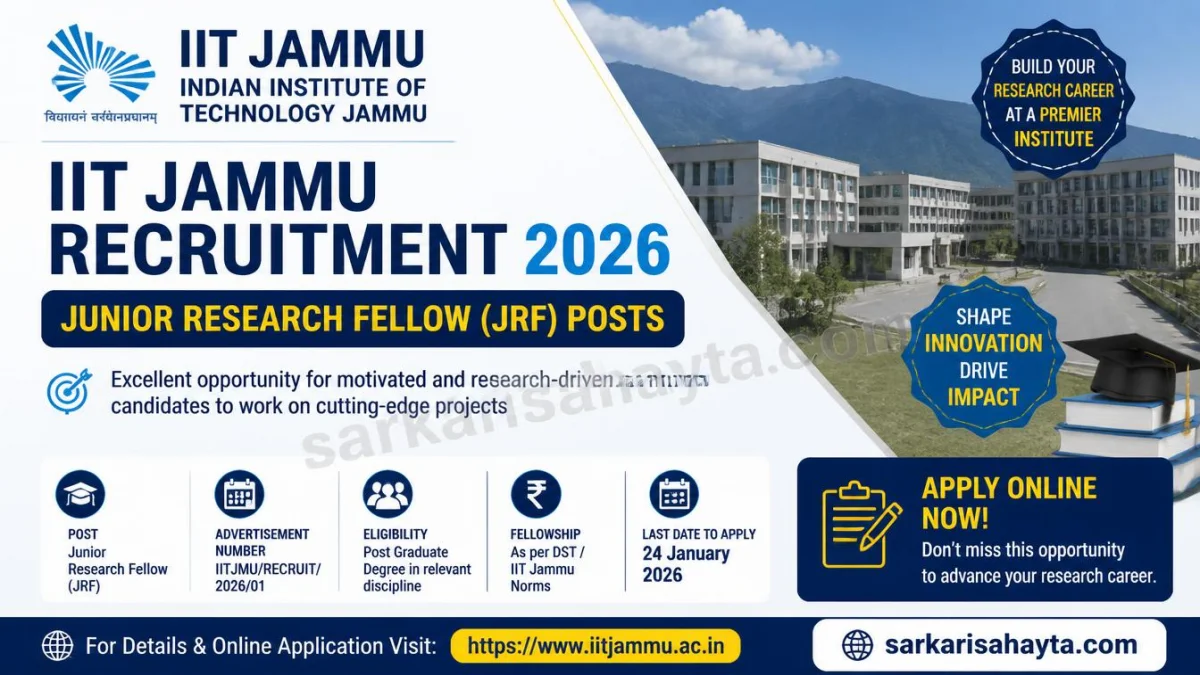 🔧 IIT Jammu Recruitment 2026 – Junior Research Fellow (JRF) Posts