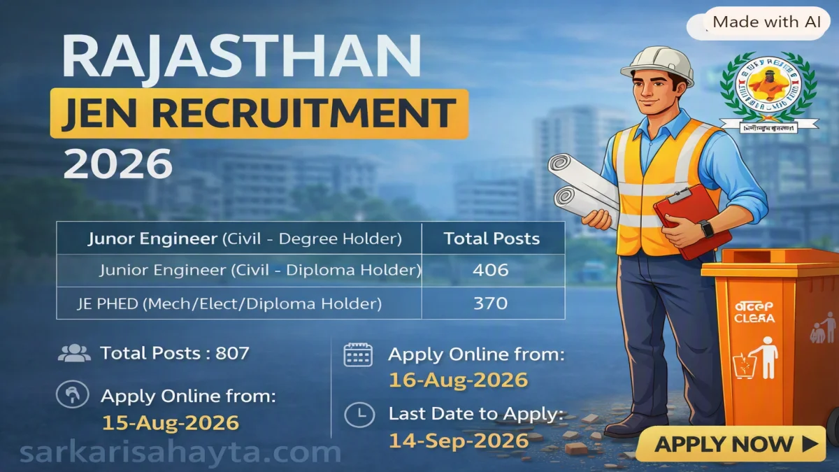 Rajasthan Junior Engineer (JEN) 2026 – Apply Online for Civil & PHED Posts