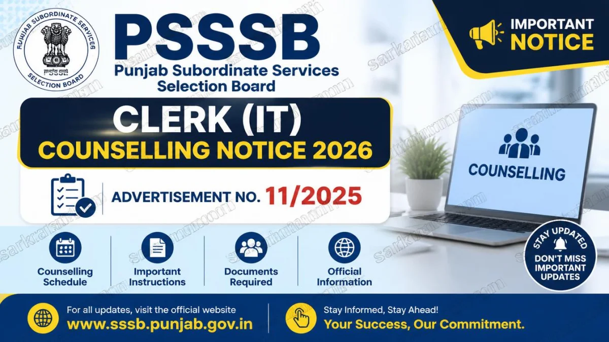 PSSSB Clerk IT Counselling Notice 2026 – Advertisement No. 11/2025