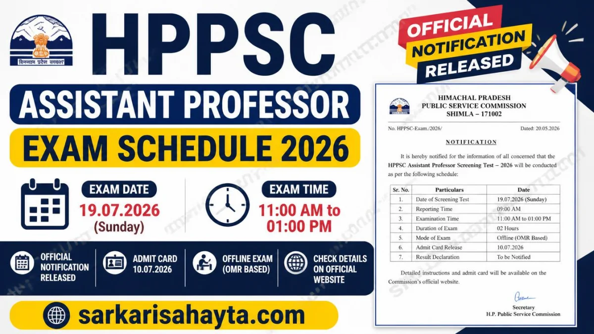 HPPSC Assistant Professor Exam Schedule 2026 – Official Notification Released