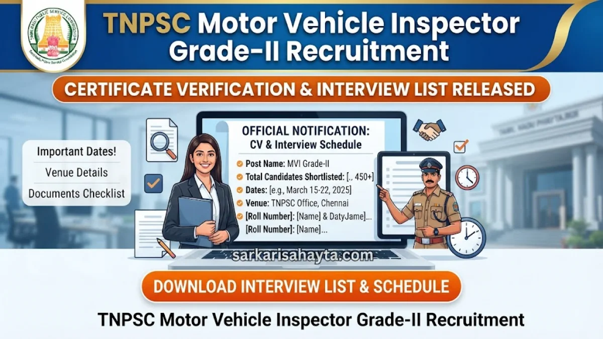 TNPSC Motor Vehicle Inspector Grade‑II Recruitment: Certificate Verification & Interview List 2026