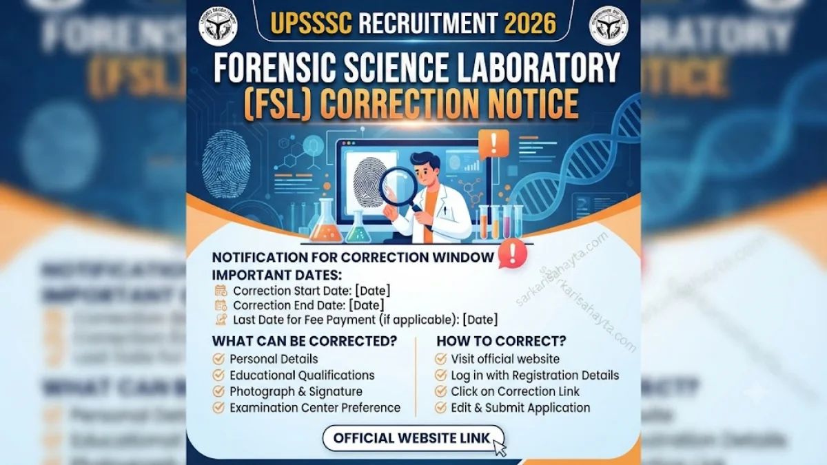 UPSSSC Recruitment 2026: Forensic Science Laboratory Correction Notice
