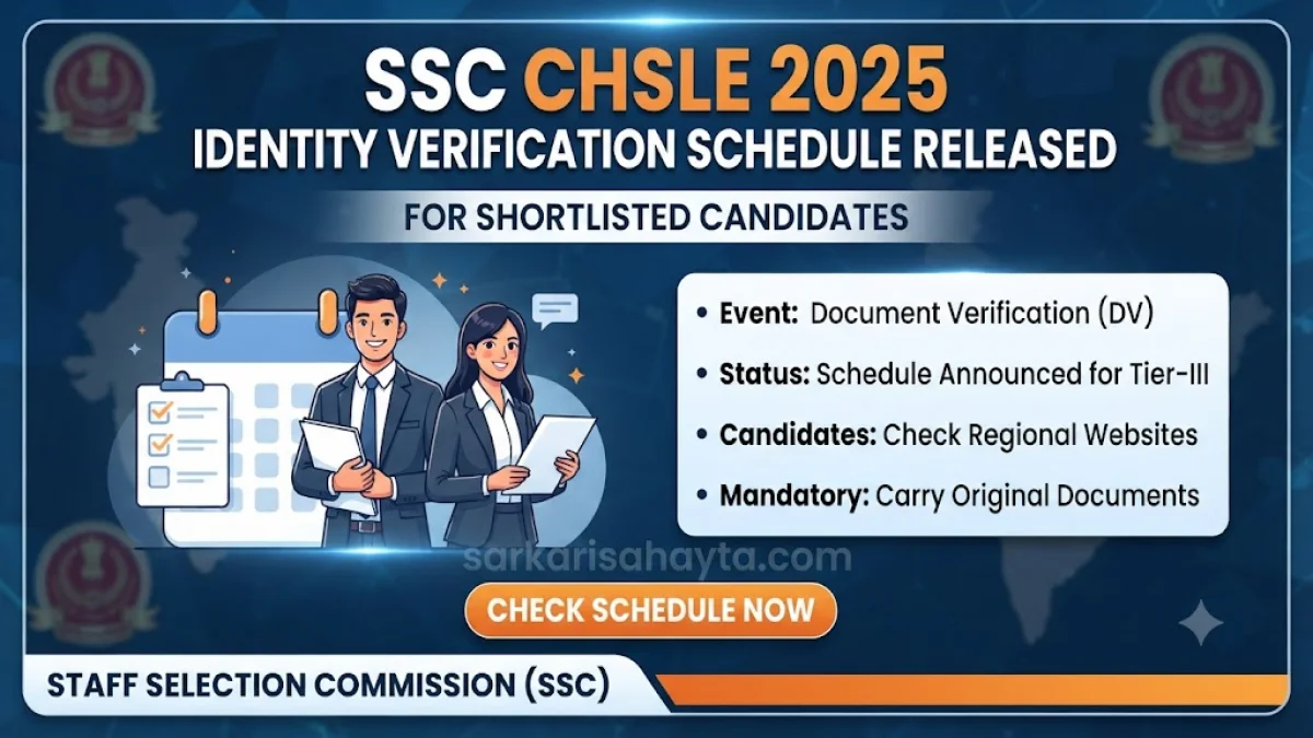 SSC CHSLE 2025: Identity Verification Schedule Released for Shortlisted Candidates