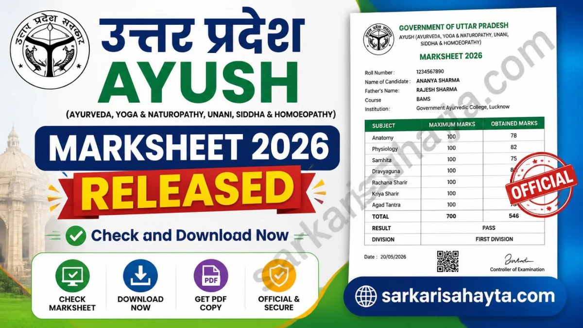 Uttar Pradesh AYUSH Marksheet 2026 Released – Check and Download Now