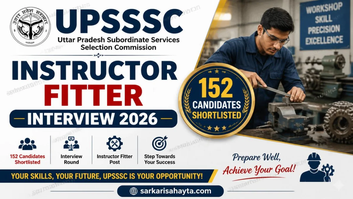 UPSSSC Instructor Fitter Interview 2026 – 152 Candidates Shortlisted