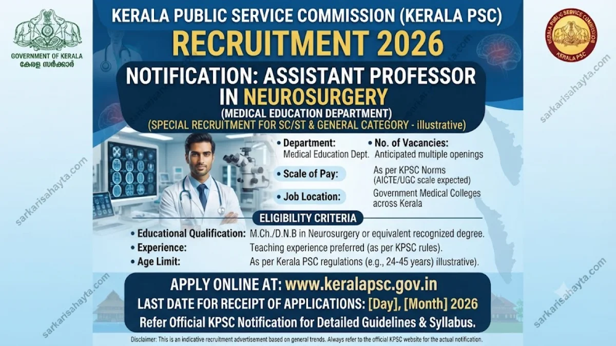 Kerala PSC Recruitment 2026 – Assistant Professor in Neurosurgery (Medical Education Dept.)