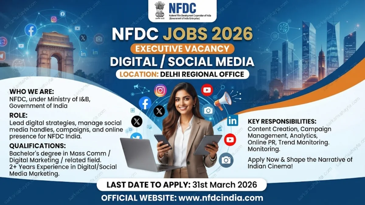 NFDC Jobs 2026: Executive (Digital/Social Media) Vacancy at Delhi Regional Office