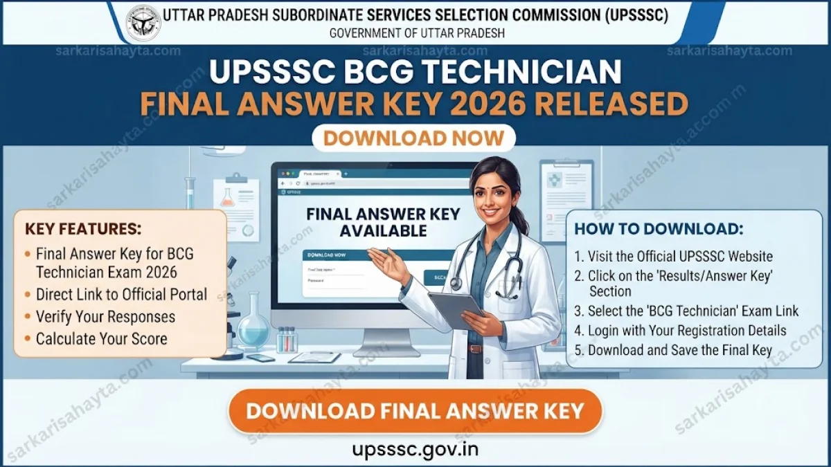 UPSSSC BCG Technician Final Answer Key 2026 Released – Download Now