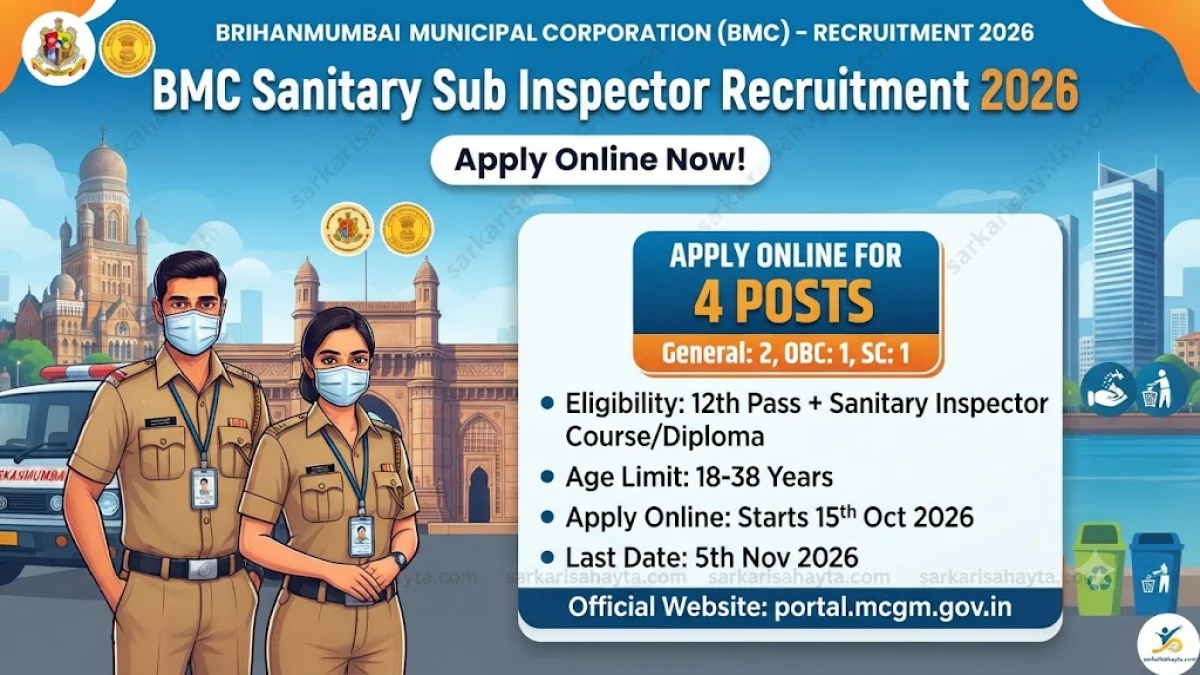 BMC Sanitary Sub Inspector Recruitment 2026 – Apply Online for 4 Posts