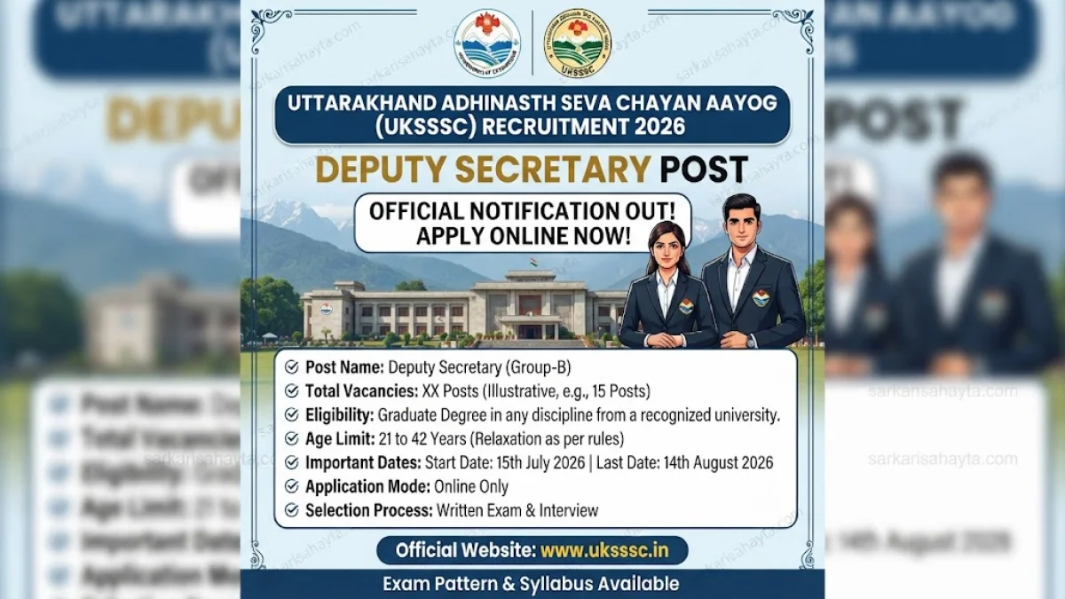 📢 UKSSSC Deputy Secretary Recruitment 2026 – Complete Notification & Application Guide