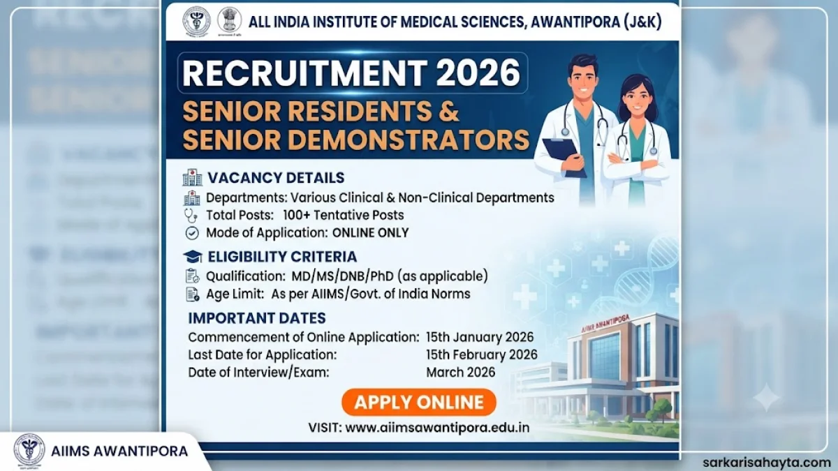 AIIMS Awantipora Recruitment 2026: Senior Residents & Senior Demonstrators – Apply Online