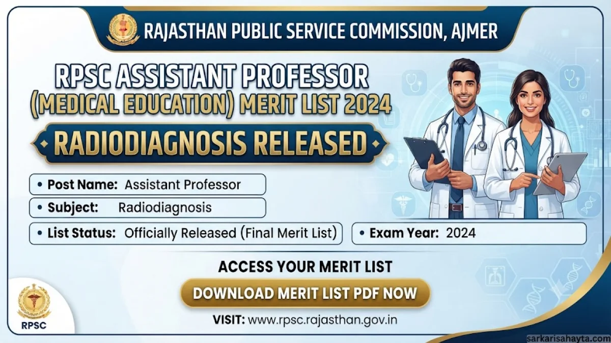 RPSC Assistant Professor (Medical Education) Merit List 2024 – Radiodiagnosis Released