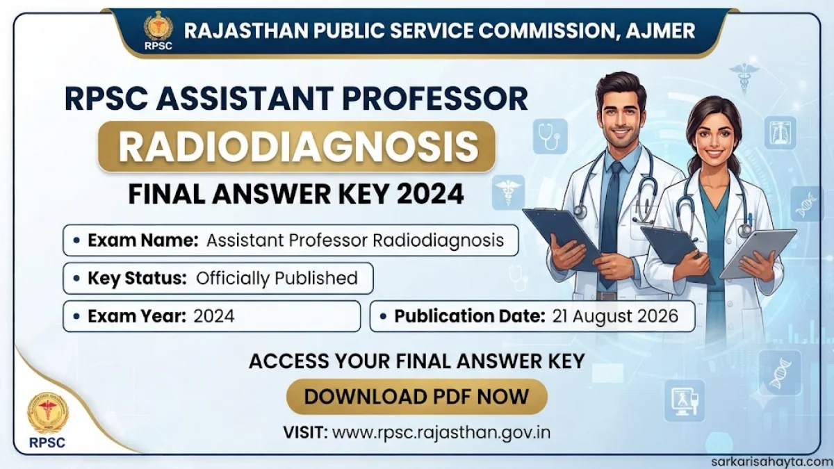 RPSC Assistant Professor Radiodiagnosis Final Answer Key 2024