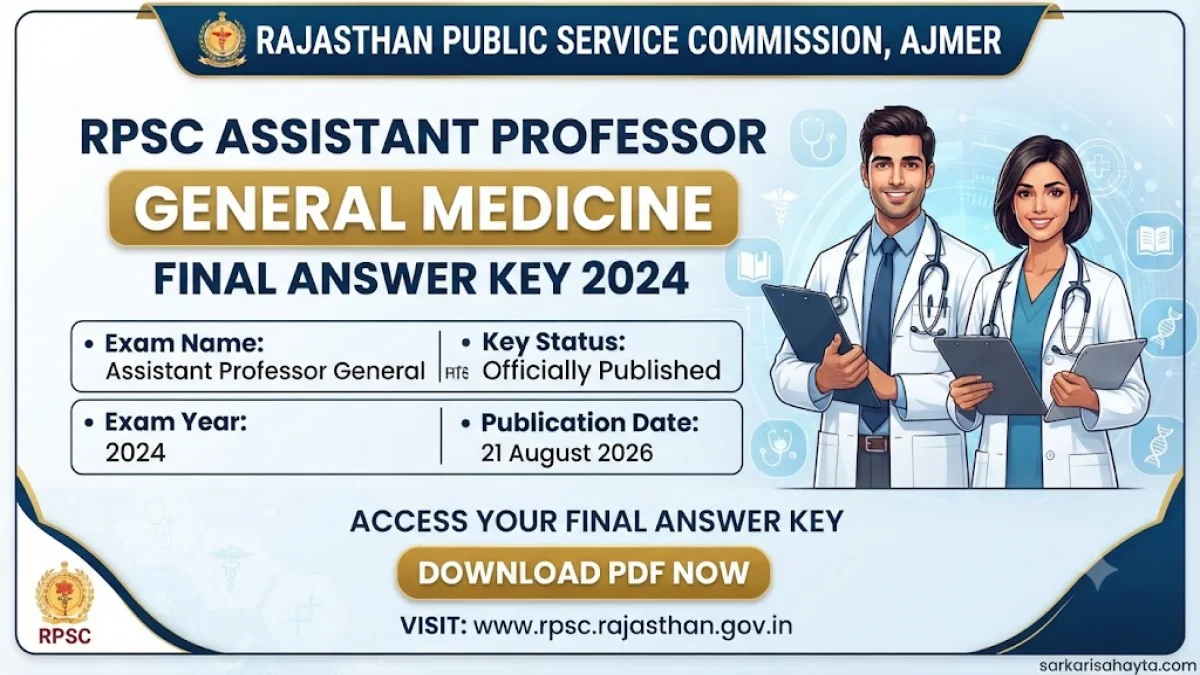 RPSC Assistant Professor General Medicine Final Answer Key 2024 – Published on 21 August 2026