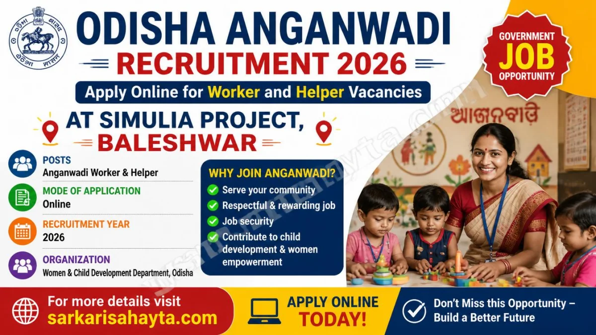 Odisha Anganwadi Recruitment 2026 – Apply Online for Worker and Helper Vacancies at Simulia Project, Baleshwar