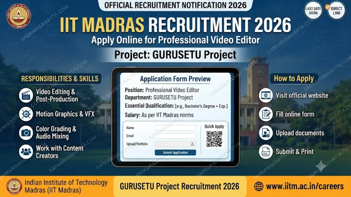 IIT Madras Recruitment 2026 – Apply Online for Professional Video Editor in GURUSETU Project