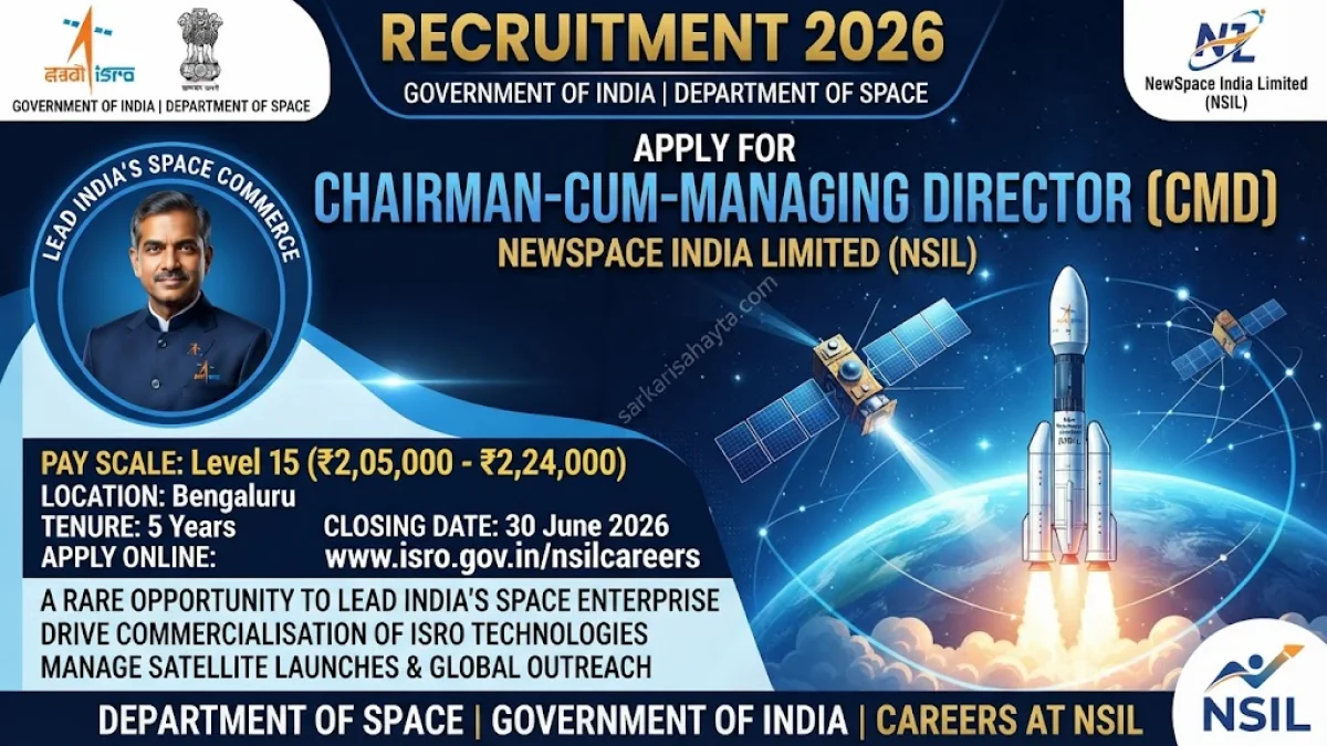 Department of Space Recruitment 2026 – Apply for Chairman‑cum‑Managing Director (CMD) NewSpace India Limited
